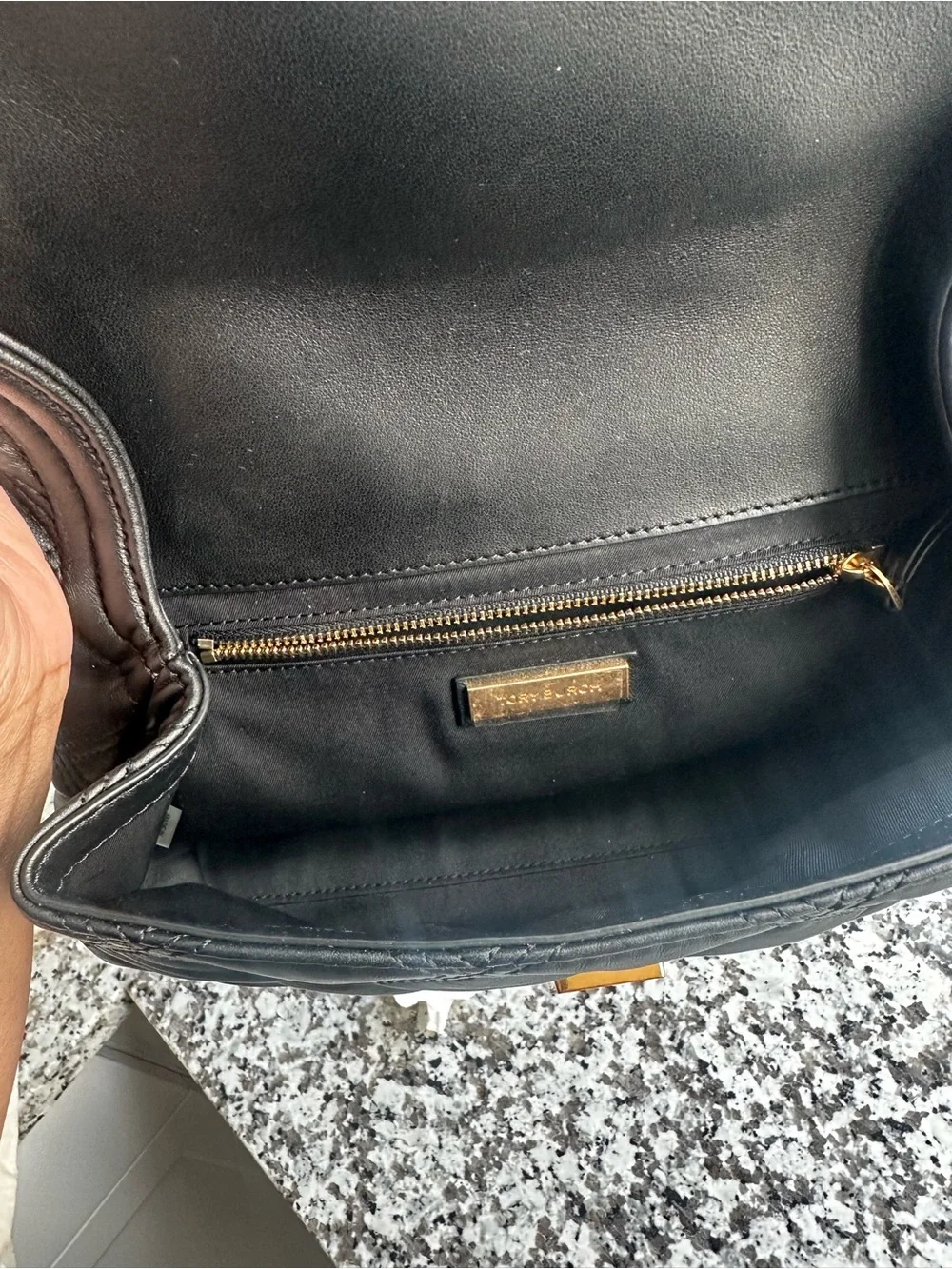 Tory Burch | Black Quilted Logo Clutch